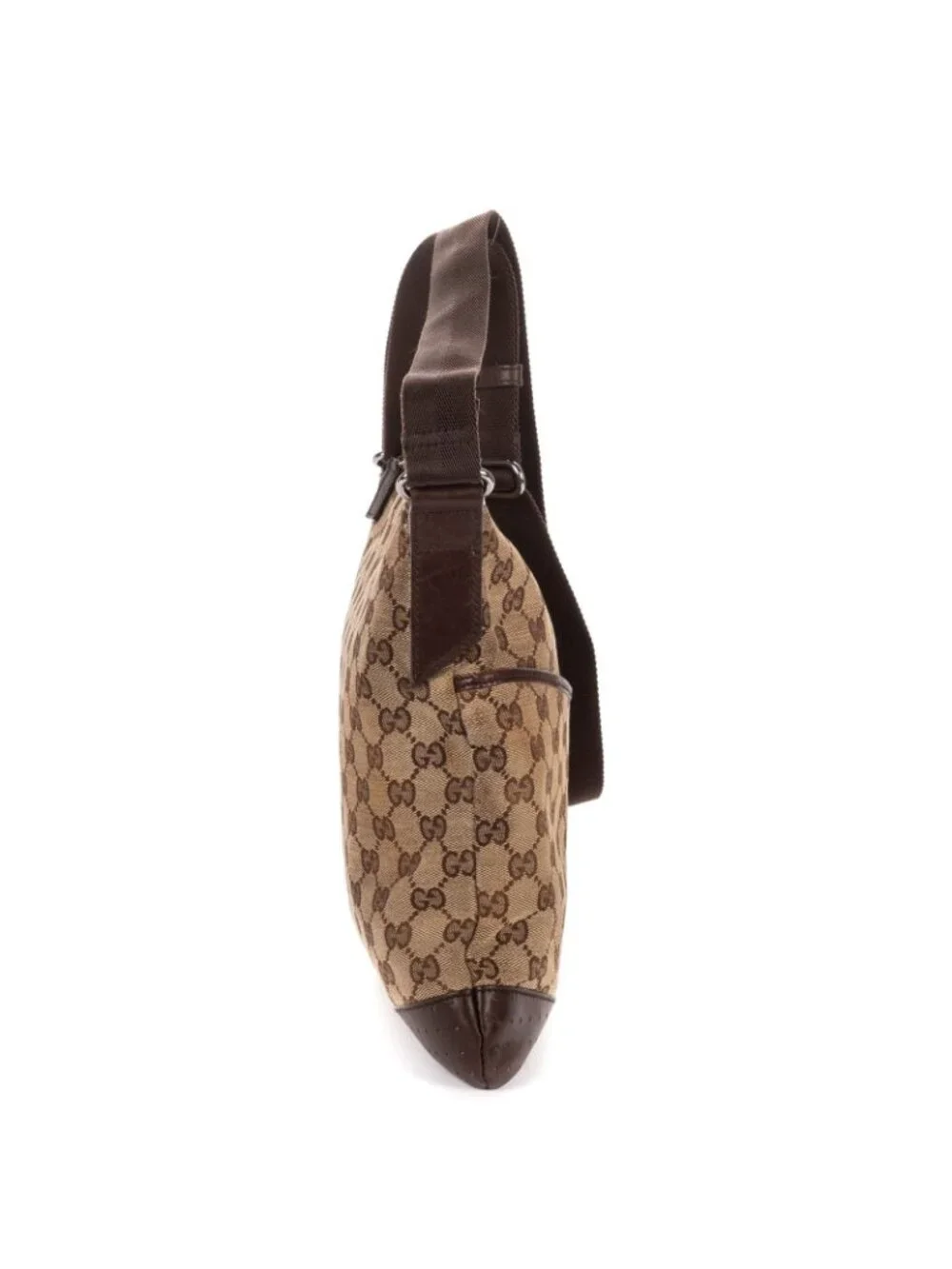 Gucci Vintage Flap Messenger Beige Dark Brown GG Canvas